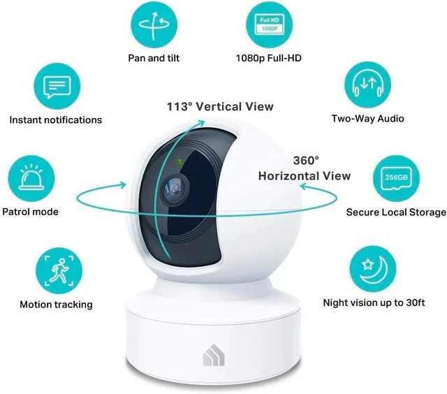 2.4GHz 1080p HD Dog Camera with Night Vision,Motion Detection-White