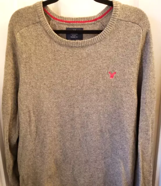 AMERICAN EAGLE Pullover Wool Blend Gray Men Large Long Sleeve Crew Neck SWEATER