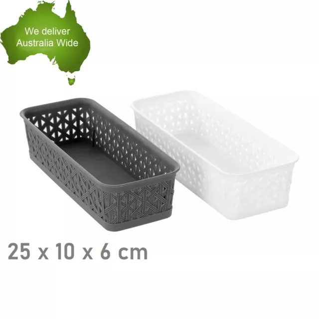 6 Rectangle Multi Purpose Plastic Storage Basket Exo Pattern Organisation Long