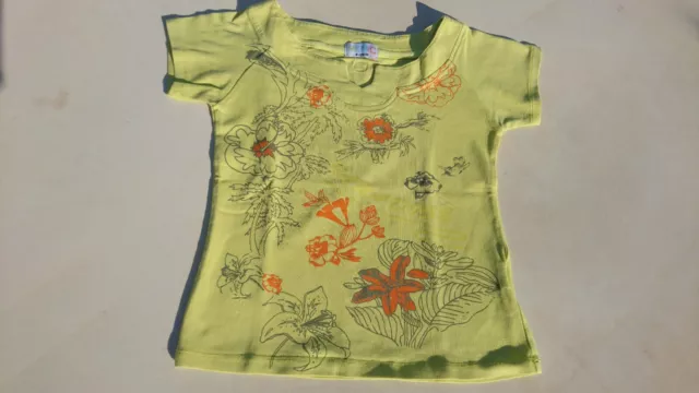 T-SHIRT MANCHES COURTES FILLE JAUNE IMPRIME TAILLE 8 ans