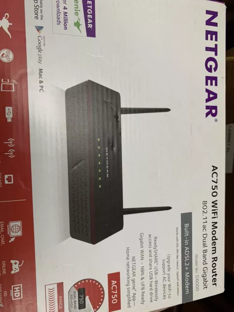 NETGEAR D6000 AC750 WiFi Dual Band Modem Router