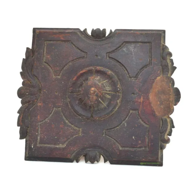 Vintage Antique Wood Carving furniture dark part salvage 10" panel Walnut -e