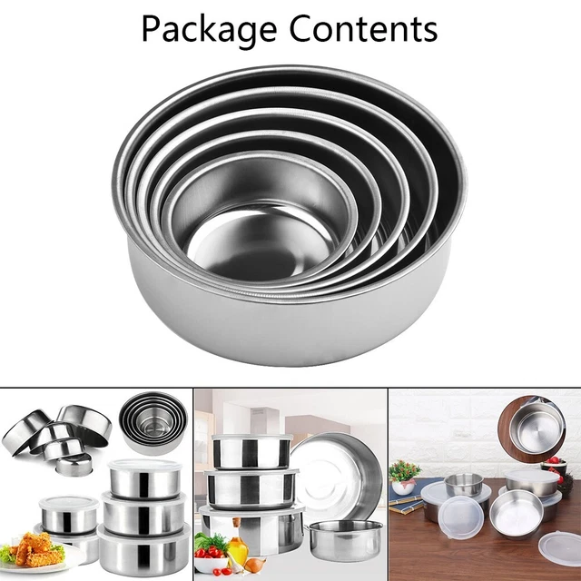 5 pz ciotola miscelazione acciaio inox 5 ciotole per conservazione alimenti e plastica