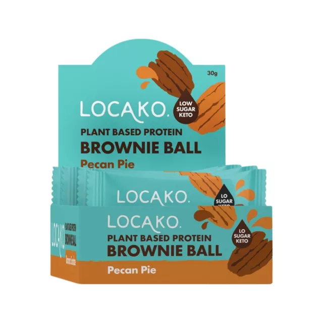 New Locako Plant Based Protein Brownie Ball Pecan Pie 30g x 10 Bars