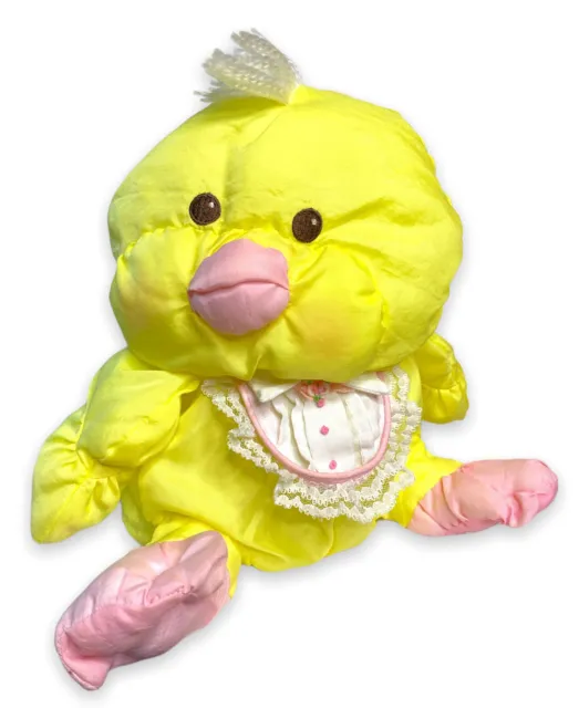 Vintage Fisher Price Puffalump Stuffed Yellow Duck  #8010 1986 Bib Chick Plush