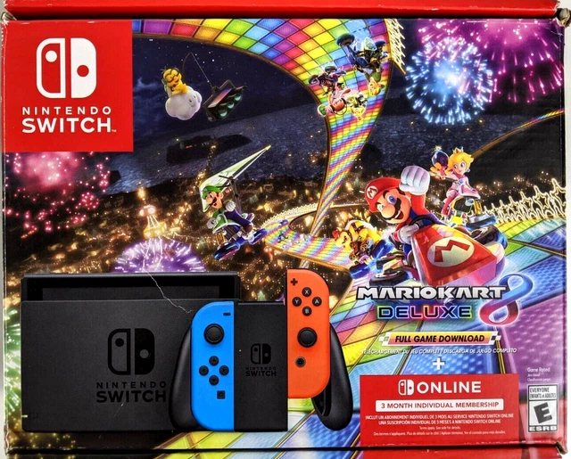 *USED* NINTENDO SWITCH Mario Kart 8 Deluxe Bundle Console Neon Blue Red