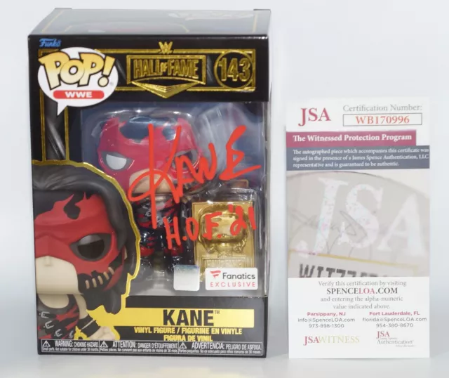 KANE "HOF 21" Signed Auto WWE Funko Pop #143 Wrestling Fanatics JSA Wit COA #W96