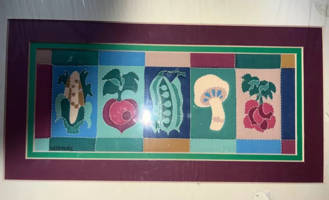 Folk Art Vintage Alice Woodrome Signed Quilted Serigraph Original  Veggies NEW 2