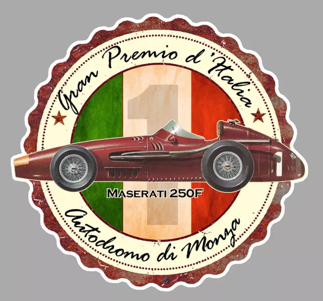 GRAND PRIX MONZA 9cm VINTAGE AUTODROME CIRCUIT FORMULA 1 CAR STICKER AU005