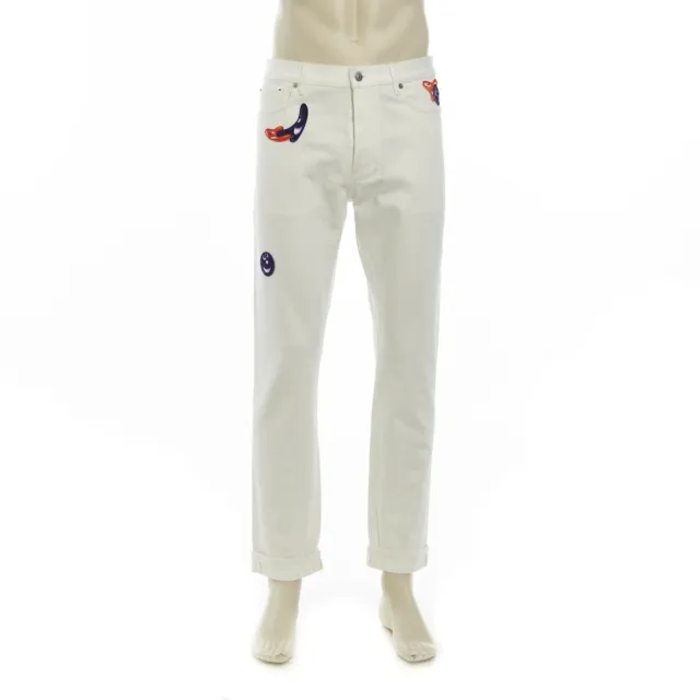 DIOR 1950$ White Denim Slim-Fit Jeans Dior & Kenny Scharf