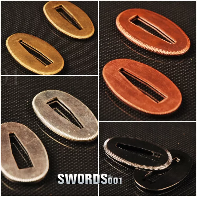 2 Pieces Brass Seppa Fittings For Japanese Samurai Sword Katana Wakizashi Tanto