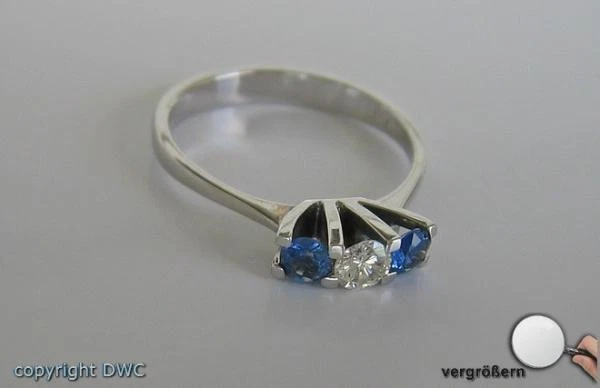 Ring mit Diamant Brillant Saphir Diamanten Brillanten Safire aus 750 er Gold 56