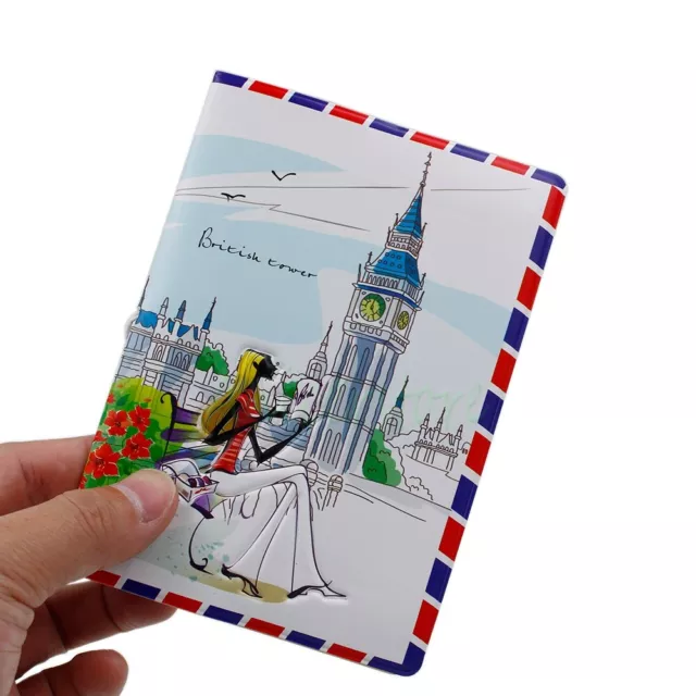 London Postcard Passport Holder Protect Cover Trip ID Card Tickets Document Case