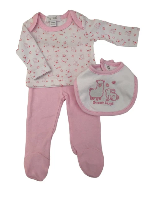 BNWT Piccolo Premium Prematuro Ragazze Bunny Cotone 3 Pezzi Corredino Set