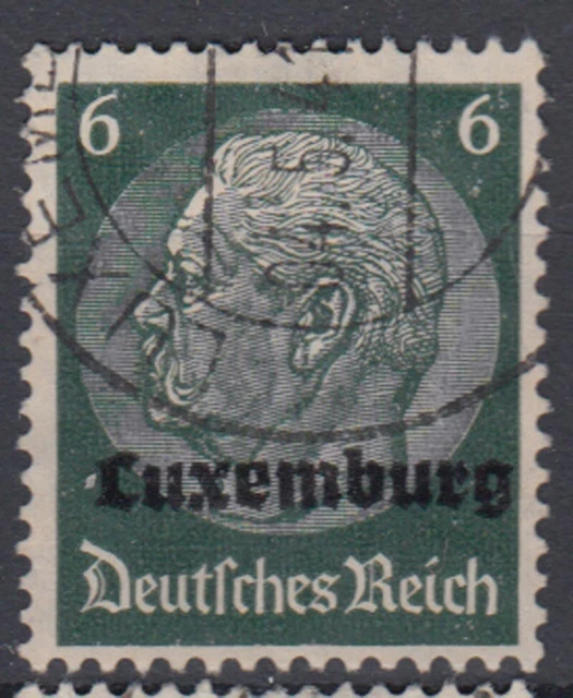 Luxemburg 4 Hindenburg mit waagerechtem Aufdruck 6 Pf gestempelt /2