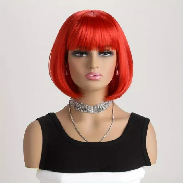 Womens Ladies Short Bob Wig Fancy Dress Cosplay Wigs Pop Party Costume Red