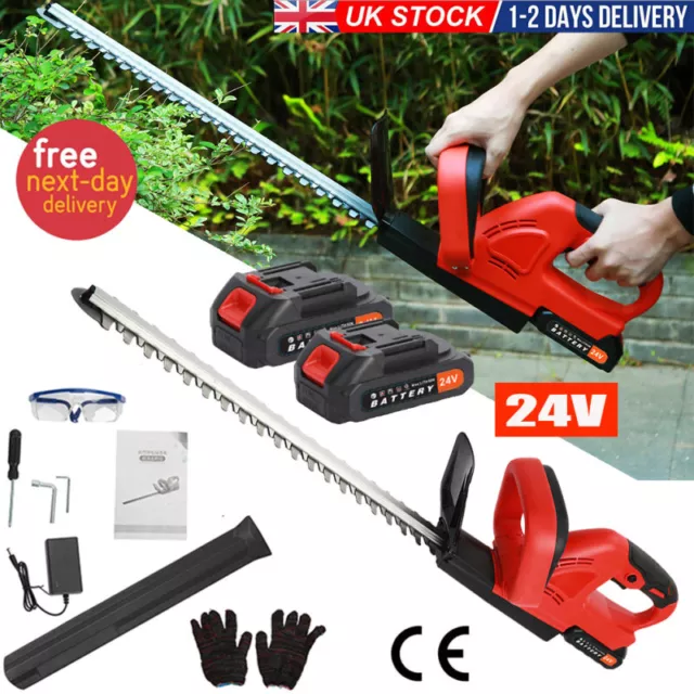 24V Hedge Trimmer Bush Cutter 20 Inch Blade Cordless Electric with 2PCS Battery