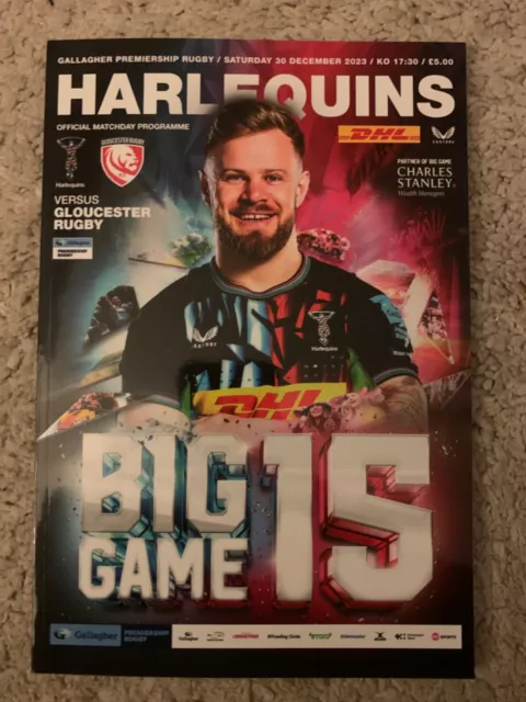 2023/24 Harlequins Vs Gloucester Rugby Programme: Rugby Union: Premiership Rugby