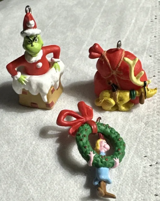 HALLMARK Keepsake Merry Grinch-Mas Set Lot 3 Mini Ornaments 1999 Dr Seuss