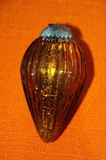 ANCIENNE BOULE SAPIN de noel verre mercurisée pomme de pin 18 cm