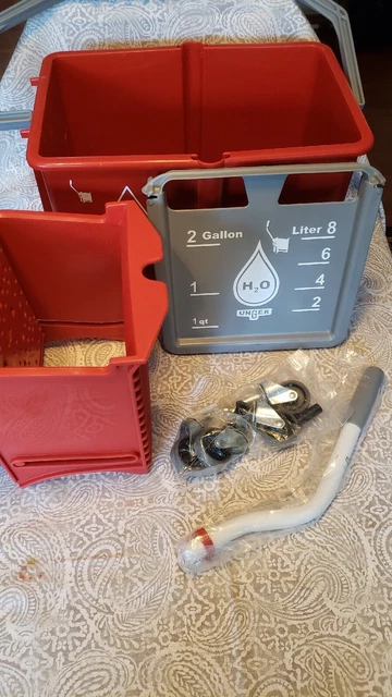 UNGER Side-Wringer Restroom Mop Dual Bucket Combo 4 gal Plastic Red