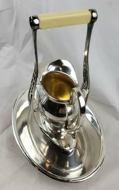 Meriden Silver Plated Brandy or Rum Sauce Pitcher Server on Stand 1890s 2