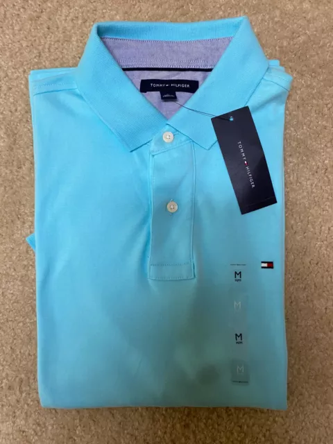 NWT Tommy Hilfiger Men's Polo Shirt Aqua Blue SIZE M