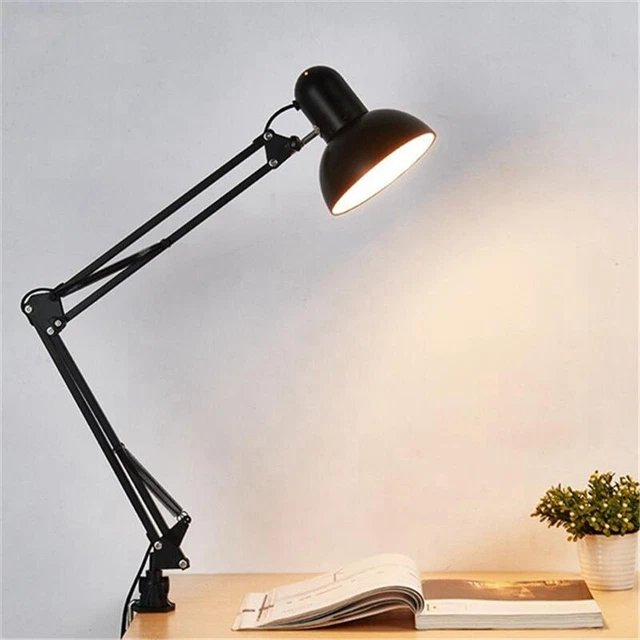 Home EU US Plug Flexible Swing Arm Clamp Mount Lamp Office Studio E27/E26 Bulb T