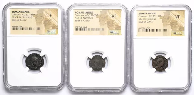 ROMAN EMPIRE. Constans, AD 337-350. Æ Nummus, NGC Certified lot of 3