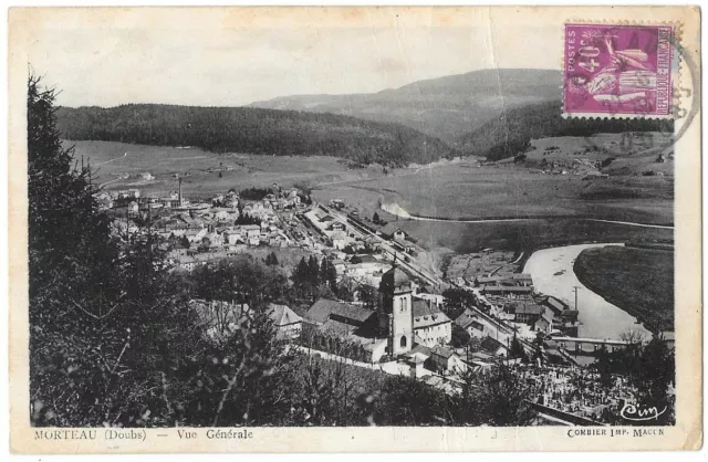 MORTEAU 25 general view CPA written to Miss Raymonde GENIN of Vienna (Isère) 1939