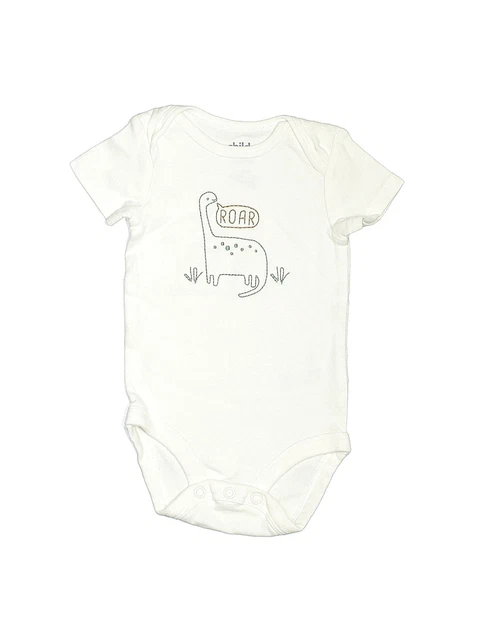 Child of Mine by Carter's Boys White Short Sleeve Bodysuit 0-3 Months