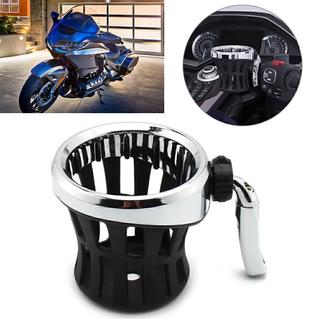 Motorcycle Handlebar Cup Holder Drink W/ Mesh Basket Mount For Harley Universal