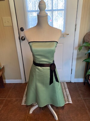 GREEN JESSICA McCLINTOCK FOR GUNNE SAX SHORT FORMAL PARTY DRESS SATIN & TULLE