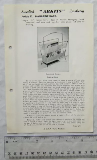Vintage Broschüre: Swedish Arkits Basketry - Zeitschriftenregal, 97