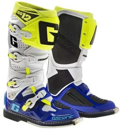 Gaerne Sg12 Mx Boots Blue/White/Yellow Motocross, Enduro, Trail & Off Road Boots