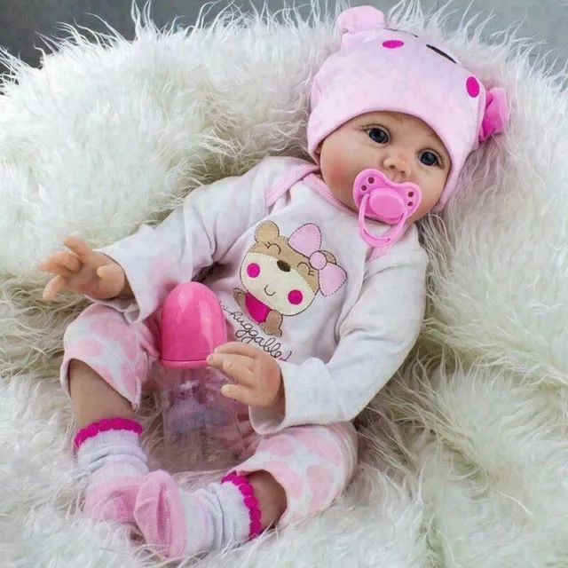 22" Reborn Dolls Lifelike Soft Vinyl Silicone Handmade Baby Dolls Newborn Gifts 2