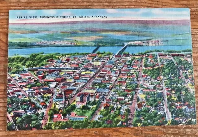 Vintage FORT SMITH AERIAL VIEW postcard  Arkansas AR Ozarks Ft. Business Dist.