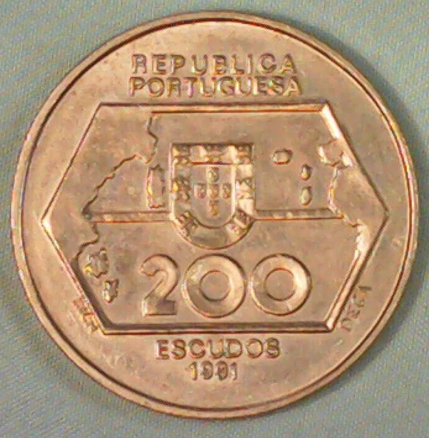 1991 Portugal 200 Escudos Westward Navigation - Unc - Free Us/$12.50 World Ship