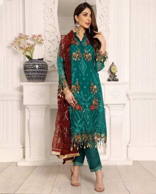 New Heavy Salwar Kameez Suit Indian Dress Anarkali Wedding eid Pakistani Gown