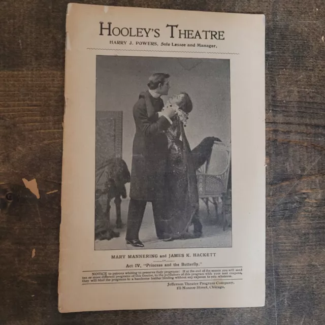 RARE 1893 Theater Program HOOLEY'S Lyceum Theatre Stock Company