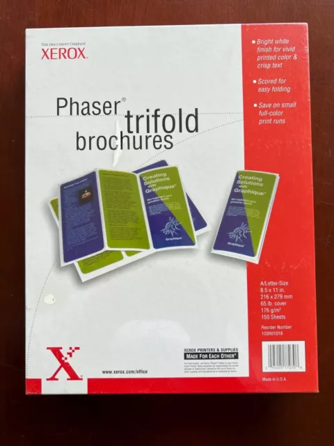 Xerox Phaser Trifold Brochures Paper 150 Sheets 8.5 x 11 Inches New Sealed x 2