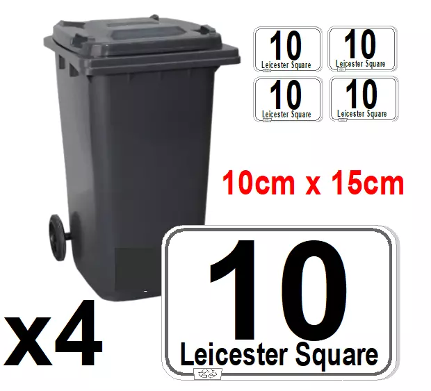 Personalised Wheelie Bin Numbers Street, Rd. Name Poly Labels Stickers A4 sheet