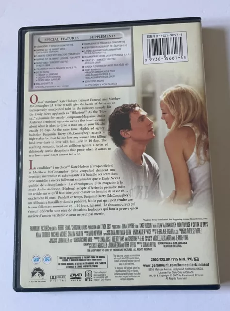 How to Lose a Guy in 10 Days 2003 DVD Kate Hudson Matthew McConaughey Romcom 2