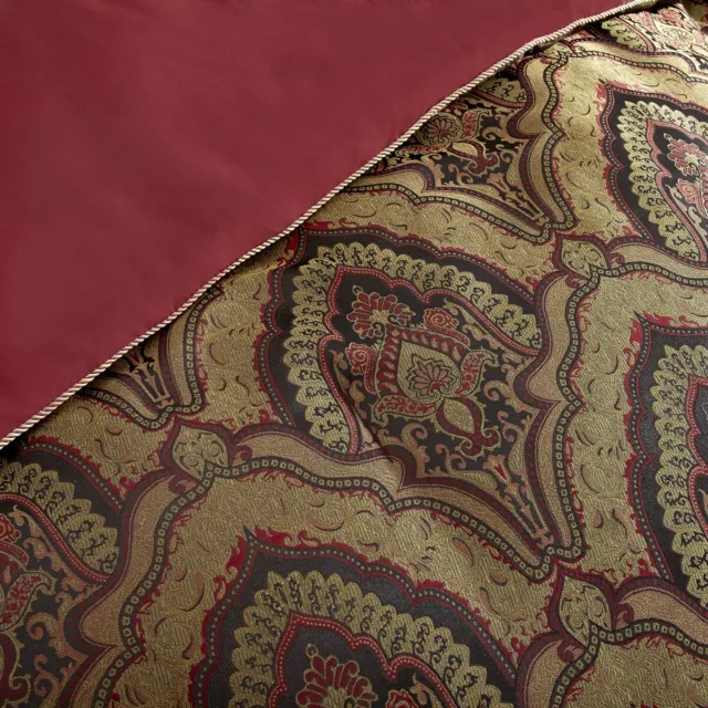 JACQUARD PAISLEY MEDALLION Oversized Comforter Set, Burgundy/Gold, 9 ...