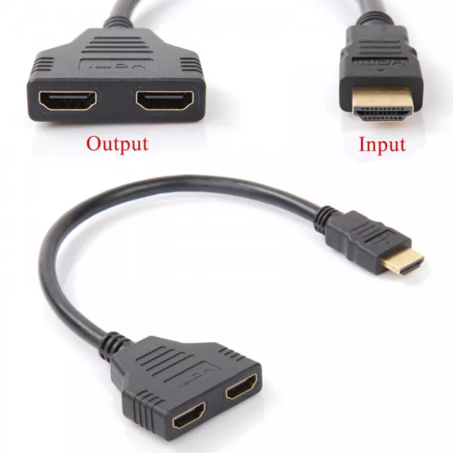 Adaptador  HDMI macho a 2 salidas HDMI hembra saca 2 salidas hdmi de 1 cable spl