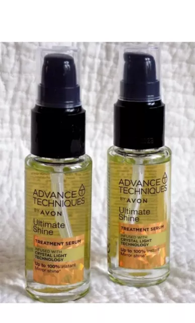 AVON 2 x ADVANCE TECHNIQUES ULTIMATE SHINE TREATMENT HAIR SERUMS ~ 30ml each