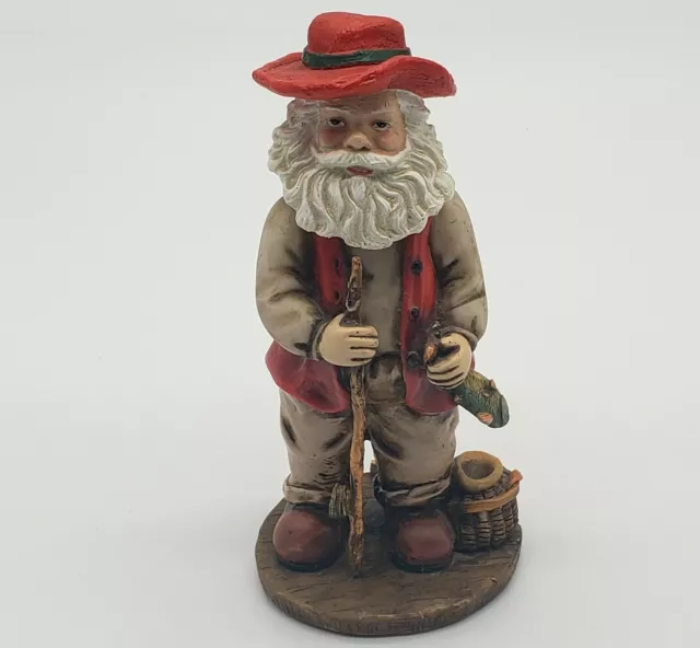 Fishing Santa Claus Christmas Bobble Head 7" Fishing Pole & Fish in Hand Statue