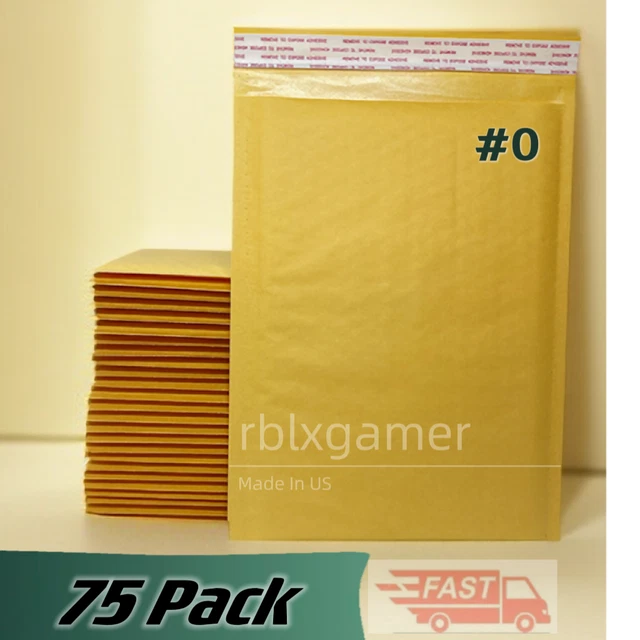 75 PCS #0 6''x9'' Kraft Bubble Mailers Padded Envelopes   Made in USA