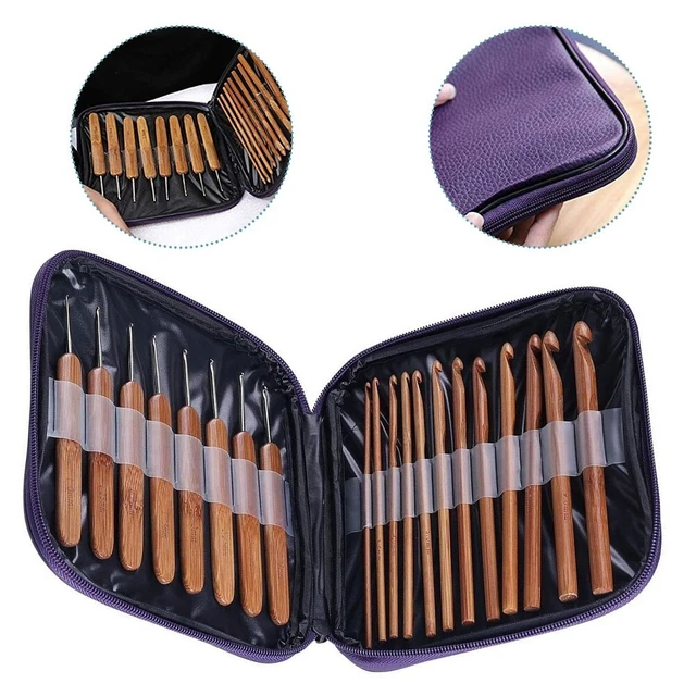 20 agujas de ganchillo de bambú Premium Knitting Essentials para aguja de suéter