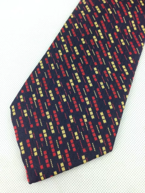 True Vintage Mens Necktie Kipper Wide Neck Tie Red Black Yellow Stripe Retro